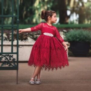 TRISH SCULLY Luxury BELLA RAFAELA DRESS & BELT SET-CRIMSON 7